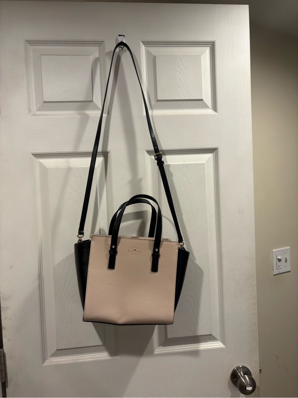 kate spade Two-Tone Pebbled Leather Tote in Blush & Black